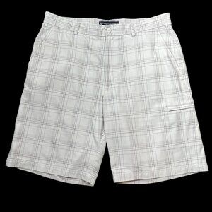 Pebble Beach Mens White Plaid Performance Golf Shorts Size 36 Lightweight